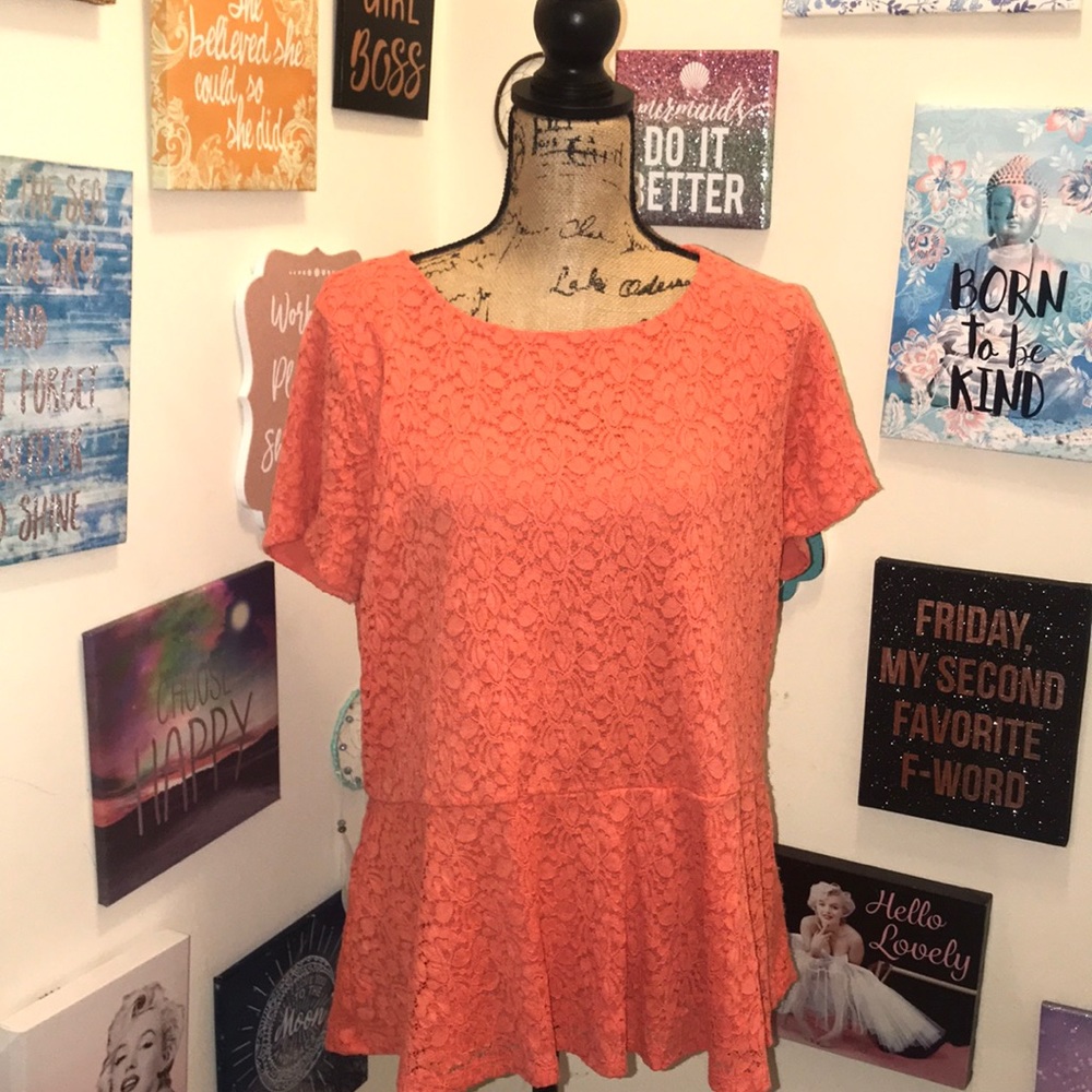 Vince Camuto Lace Coral Peplum